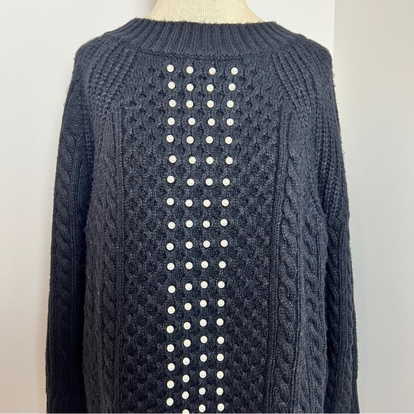 Soft Surroundings Black Knit Pearl Design Long Sleeve Sweater size XS (498) - Picture 2 of 11